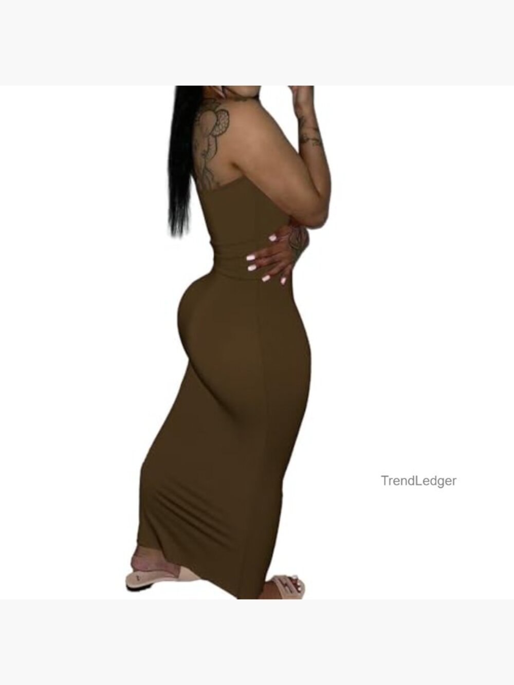 Strapless Bodycon Maxi Dress Long Wrap Casual Party Cocktail - Picture 4 of 6